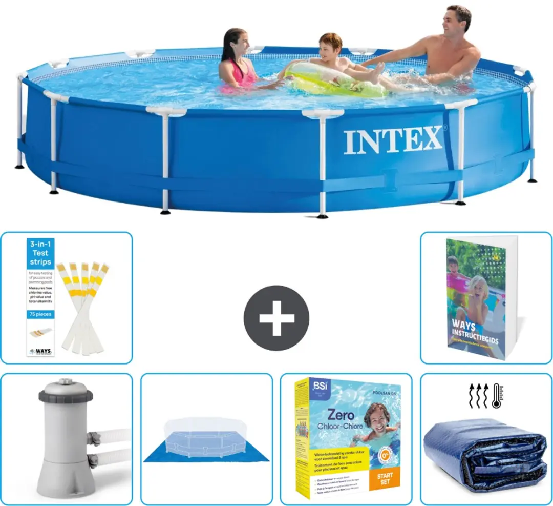 Intex 28212GN-Blauw Rond Frame Zwembad 366x76cm