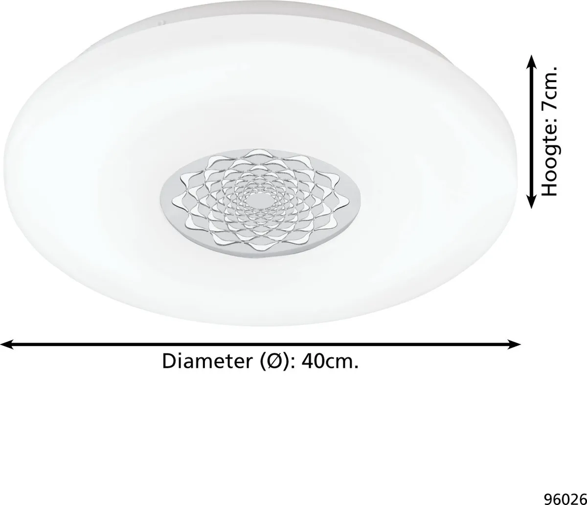 Eglo Capasso 1 Wandlamp - Ø340mm - Wit/Chroom - afbeelding 6 van 6