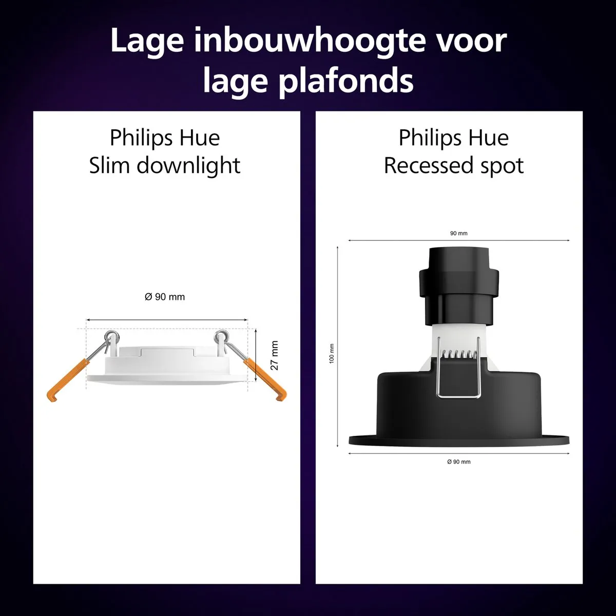 Philips Hue Inbouwspot 90mm RGB - Zwart