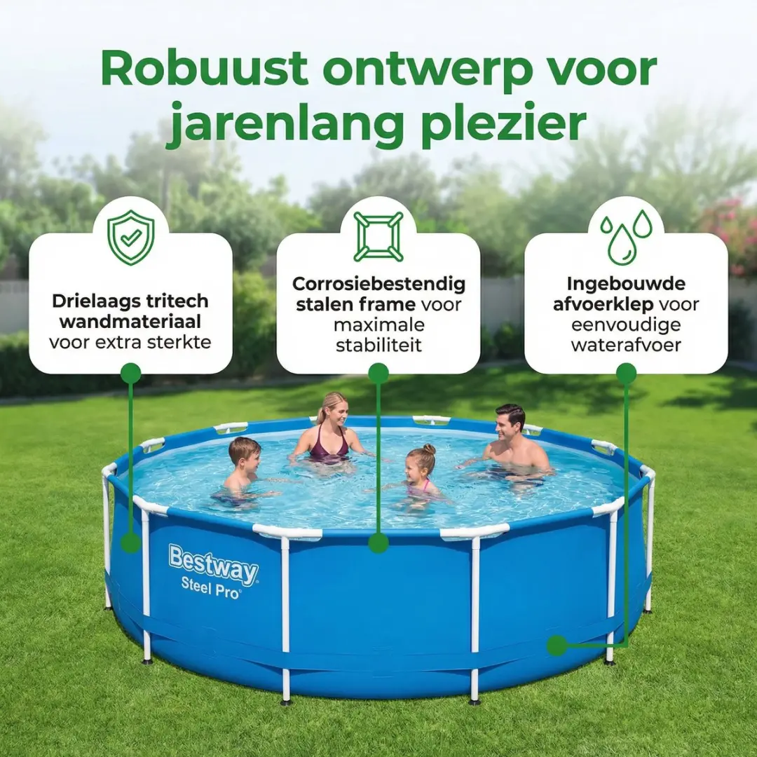 Bestway Steel Pro Zwembad 366x76cm - Blauw - 7-delig