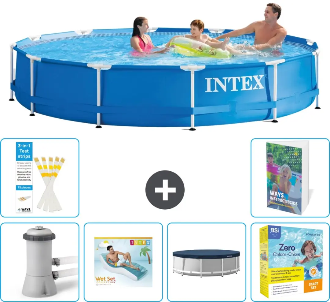 Intex 28212GN-Blauw Rond Frame Zwembad 366x76cm