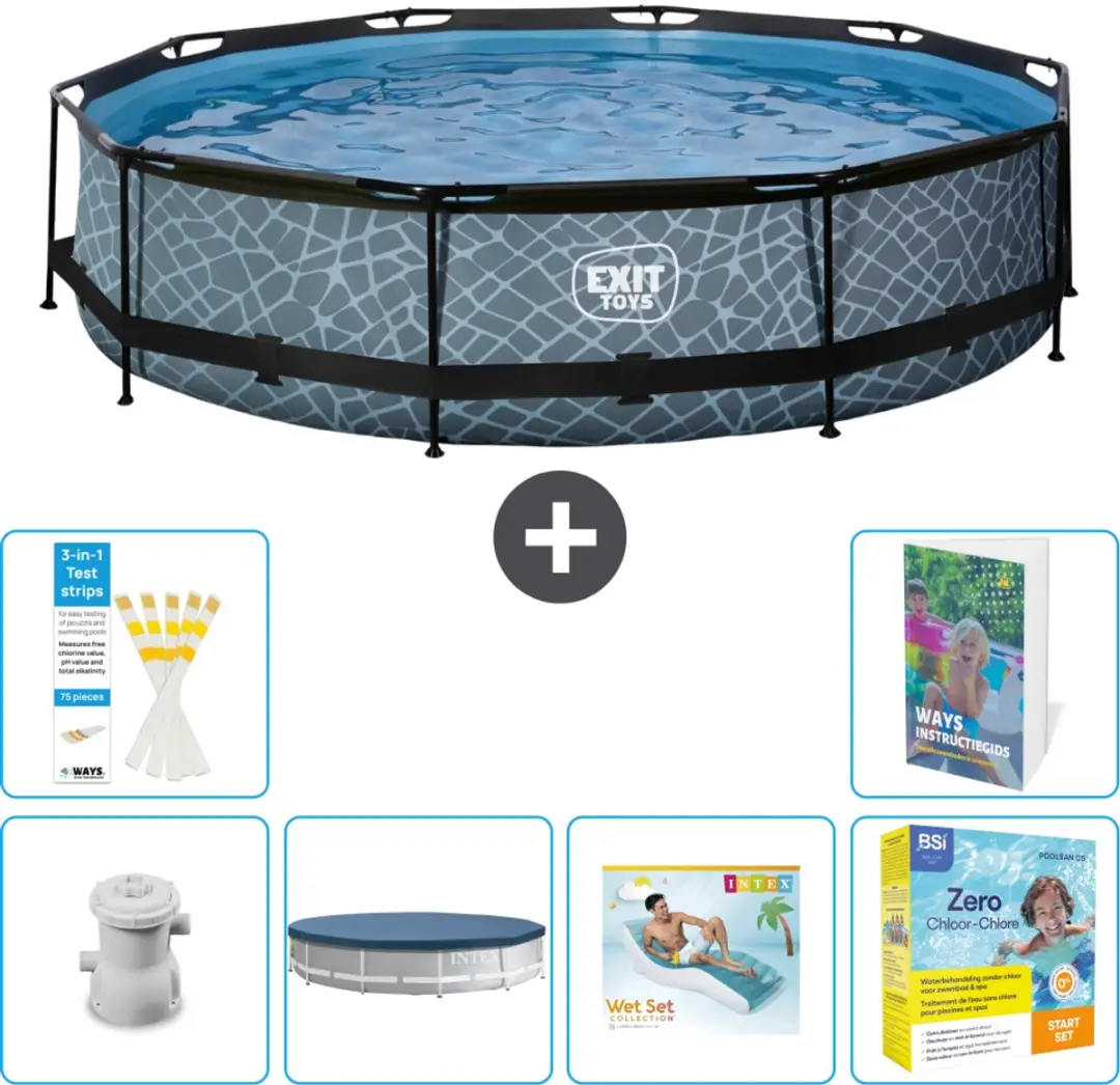 EXIT Toys Rond Stone Frame Zwembad 360x76cm