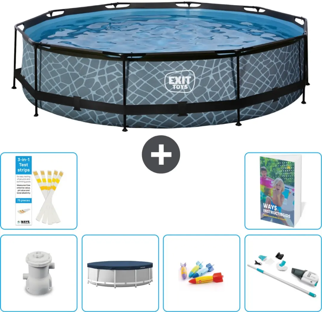 EXIT Toys Rond Stone Frame Zwembad 360x76cm