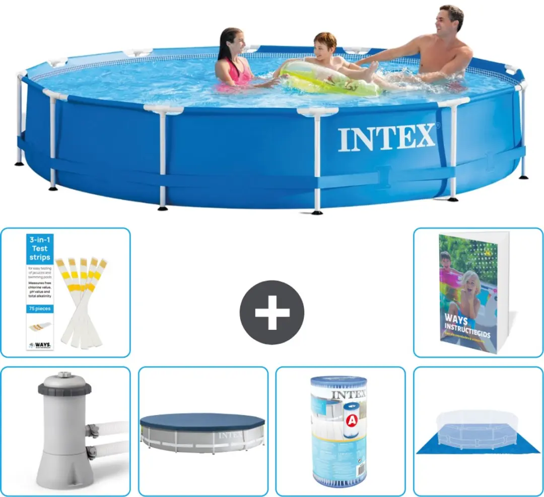 Intex 28212GN-Blauw Rond Frame Zwembad 366x76cm