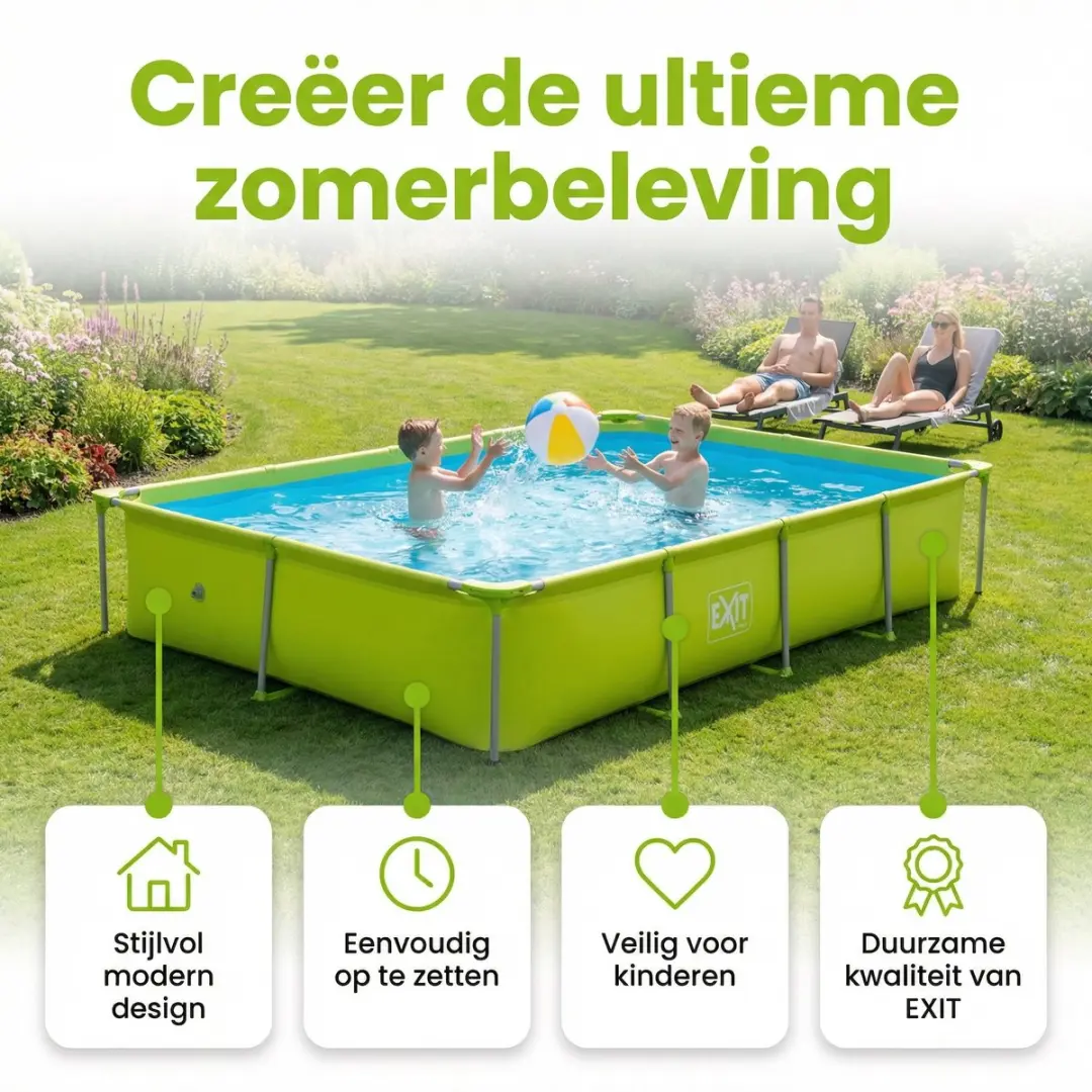 EXIT Toys Lime Frame Zwembad 300x200x65cm - 3700L - Groen
