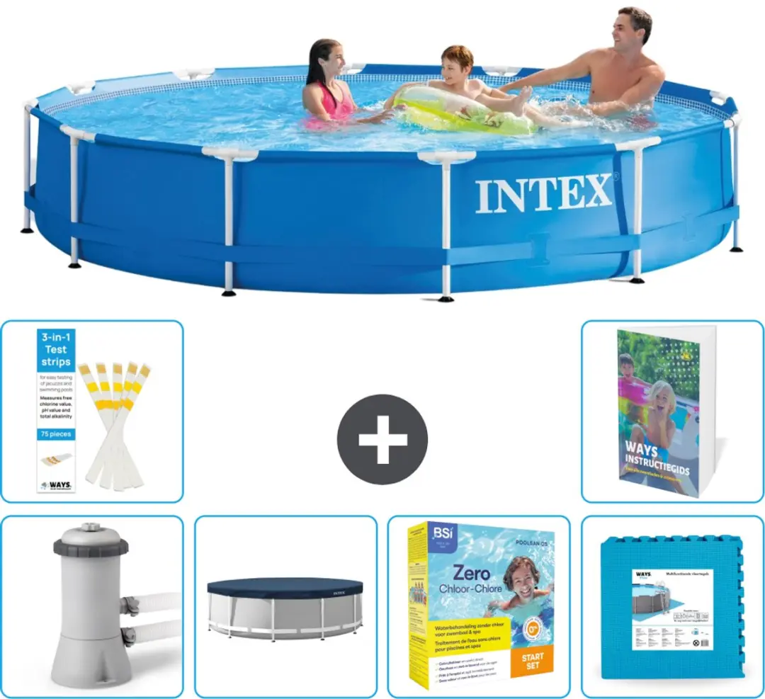 Intex 28212GN-Blauw Rond Frame Zwembad 366x76cm