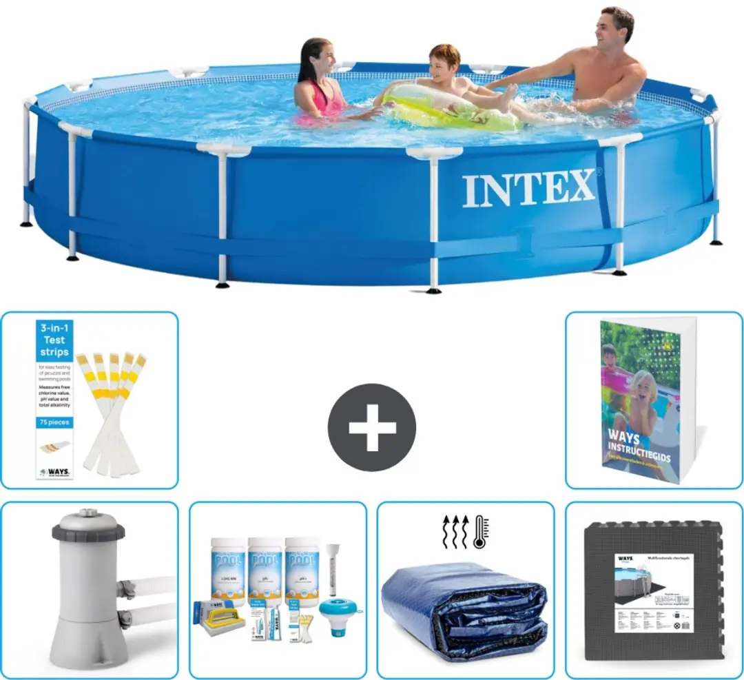 Intex 28212GN-Blauw Rond Frame Zwembad 366x76cm