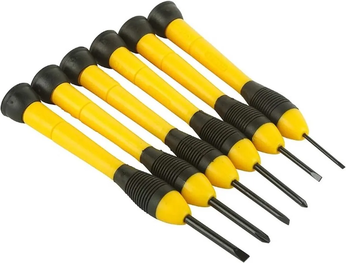 Stanley S6501127 Precisie Schroevendraaier Set 6-delig - Geel/Zwart