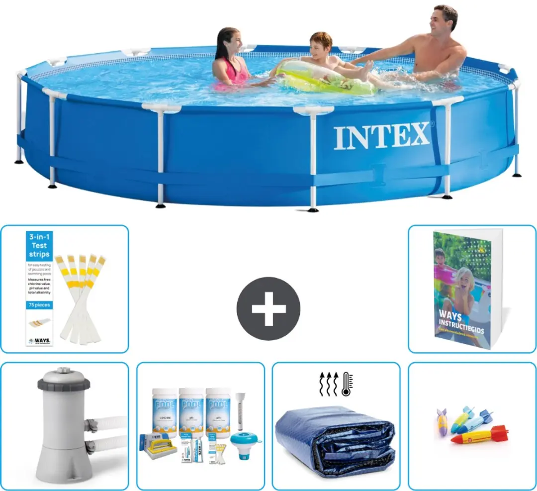 Intex 28212GN-Blauw Rond Frame Zwembad 366x76cm