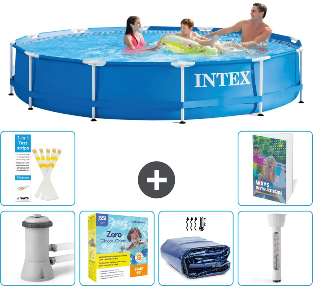 Intex 28212GN-Blauw Rond Frame Zwembad 366x76cm