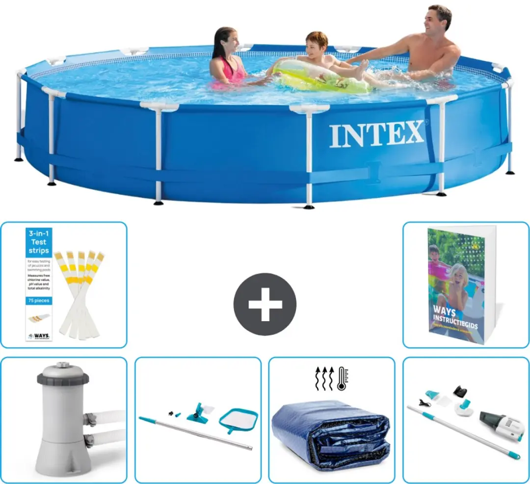 Intex 28212GN-Blauw Rond Frame Zwembad 366x76cm