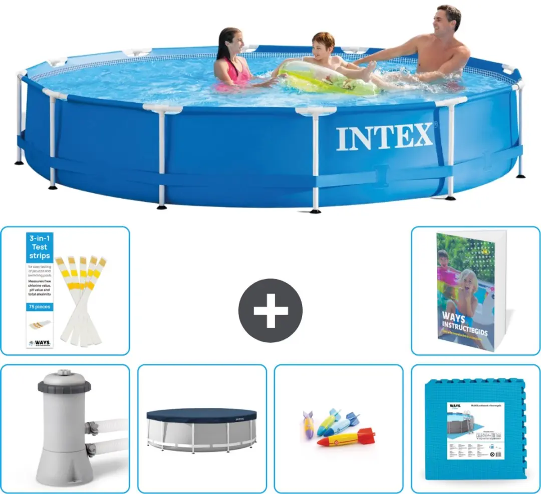 Intex 28212GN-Blauw Rond Frame Zwembad 366x76cm