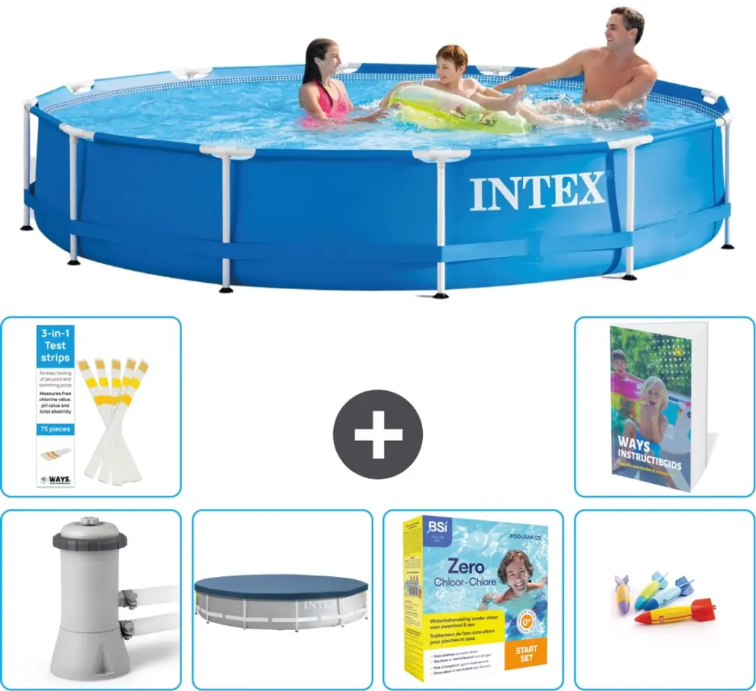 Intex 28212GN-Blauw Rond Frame Zwembad 366x76cm
