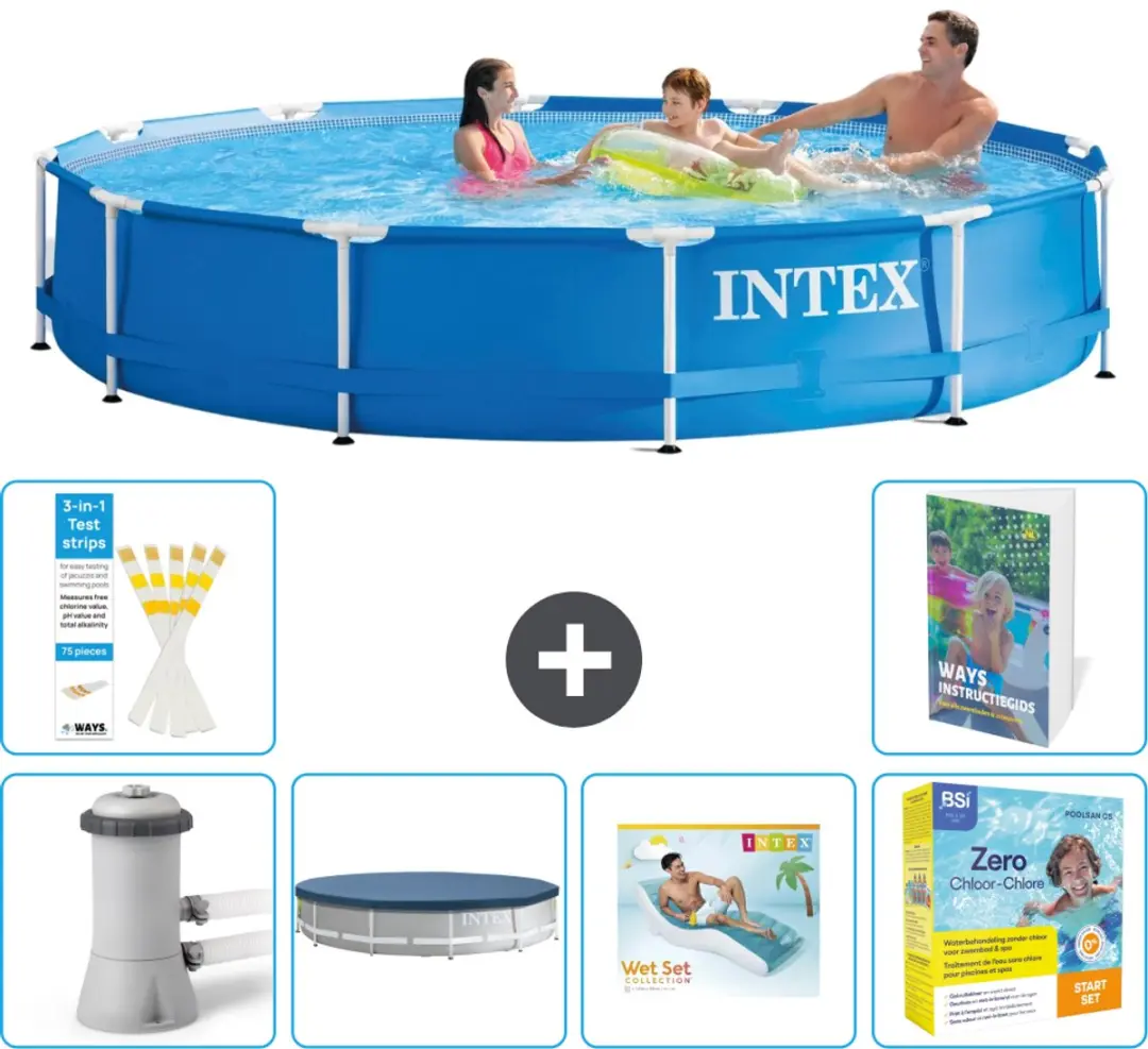 Intex 28212GN-Blauw Rond Frame Zwembad 366x76cm
