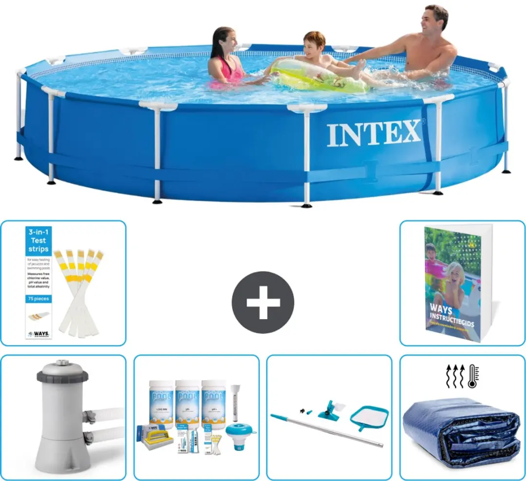 Intex 28212GN-Blauw Rond Frame Zwembad 366x76cm