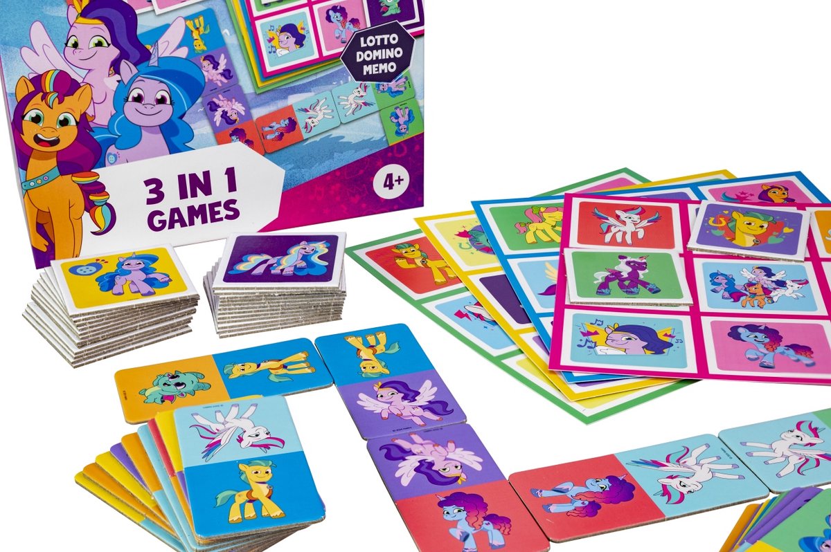 Tactic My Little Pony 3-in-1 Spellenverzameling – Kaartspel – Lotto – Domino – Memo – Kinderspel vanaf 4 jaar