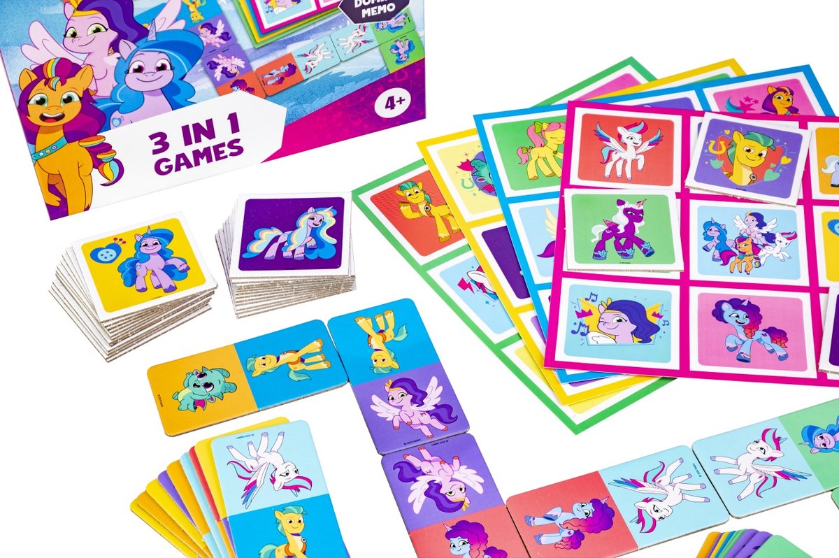 Tactic My Little Pony 3-in-1 Spellenverzameling – Kaartspel – Lotto – Domino – Memo – Kinderspel vanaf 4 jaar