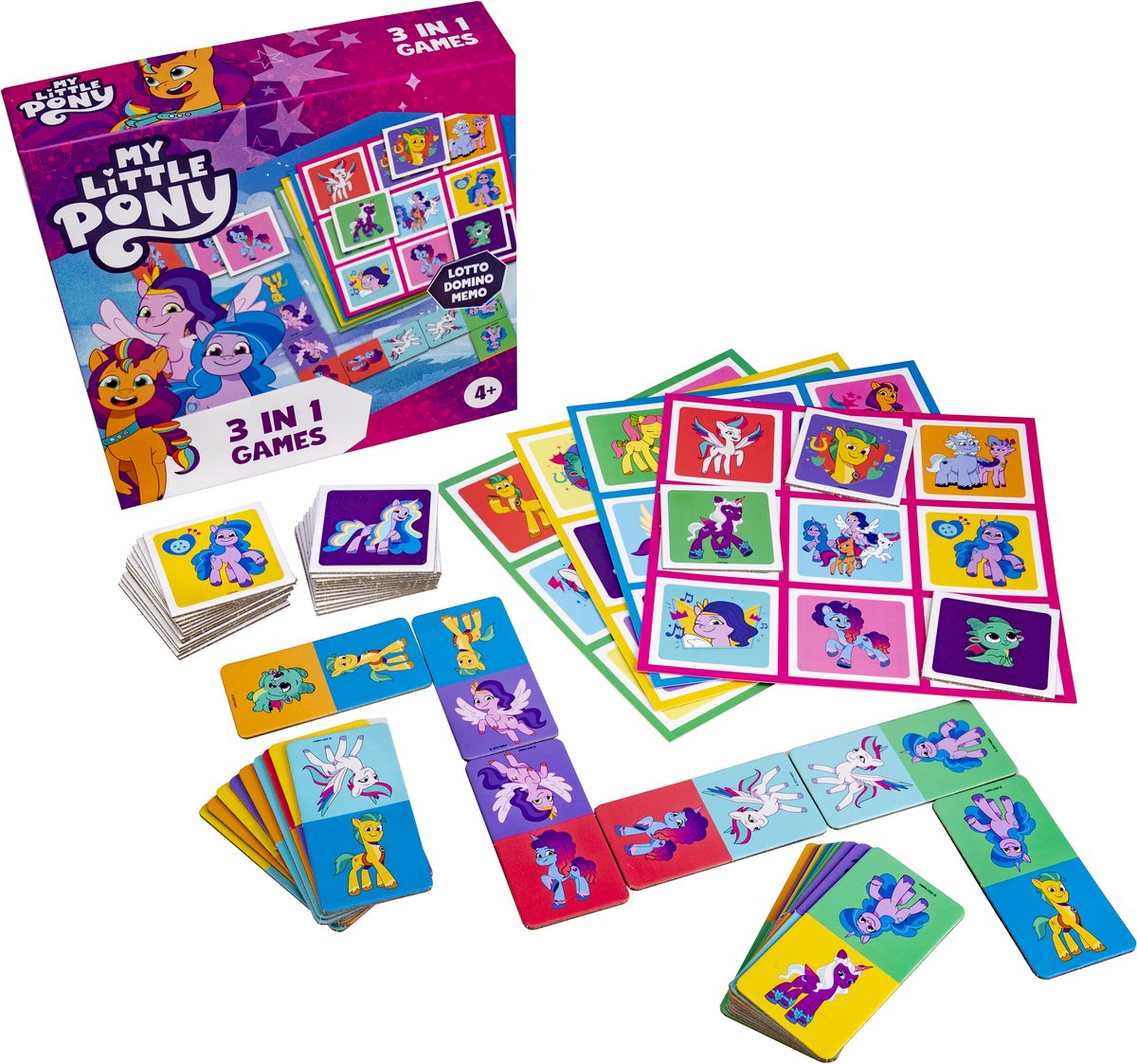 Tactic My Little Pony 3-in-1 Spellenverzameling – Kaartspel – Lotto – Domino – Memo – Kinderspel vanaf 4 jaar