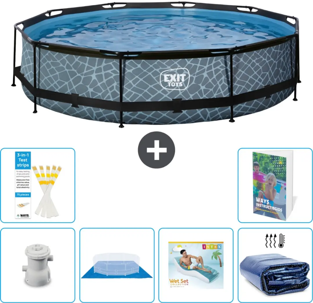 EXIT Toys Rond Stone Frame Zwembad 360x76cm