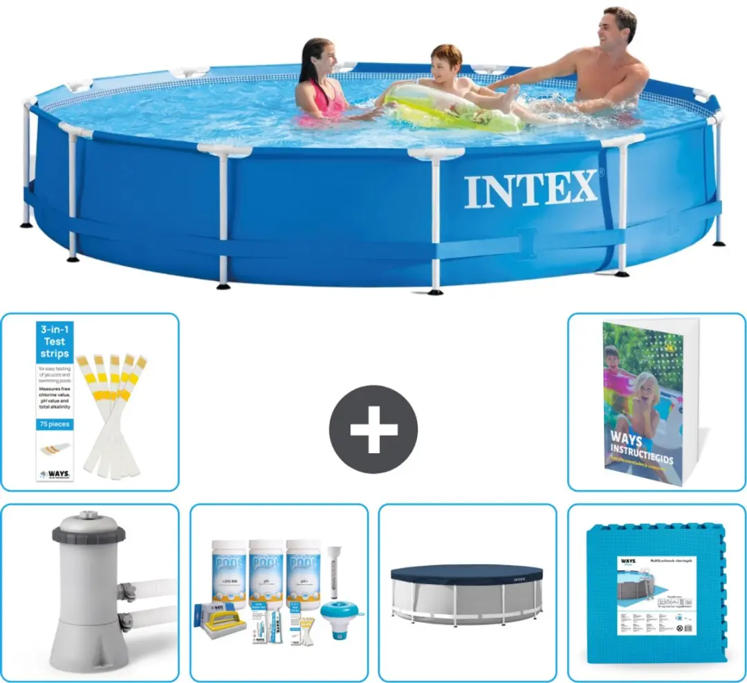 Intex 28212GN-Blauw Rond Frame Zwembad 366x76cm