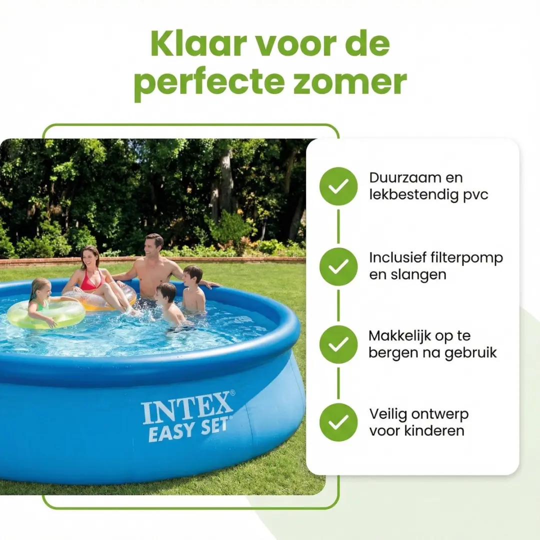 Intex Easy Set Zwembad 457cm x 84cm - Blauw - 7-delig
