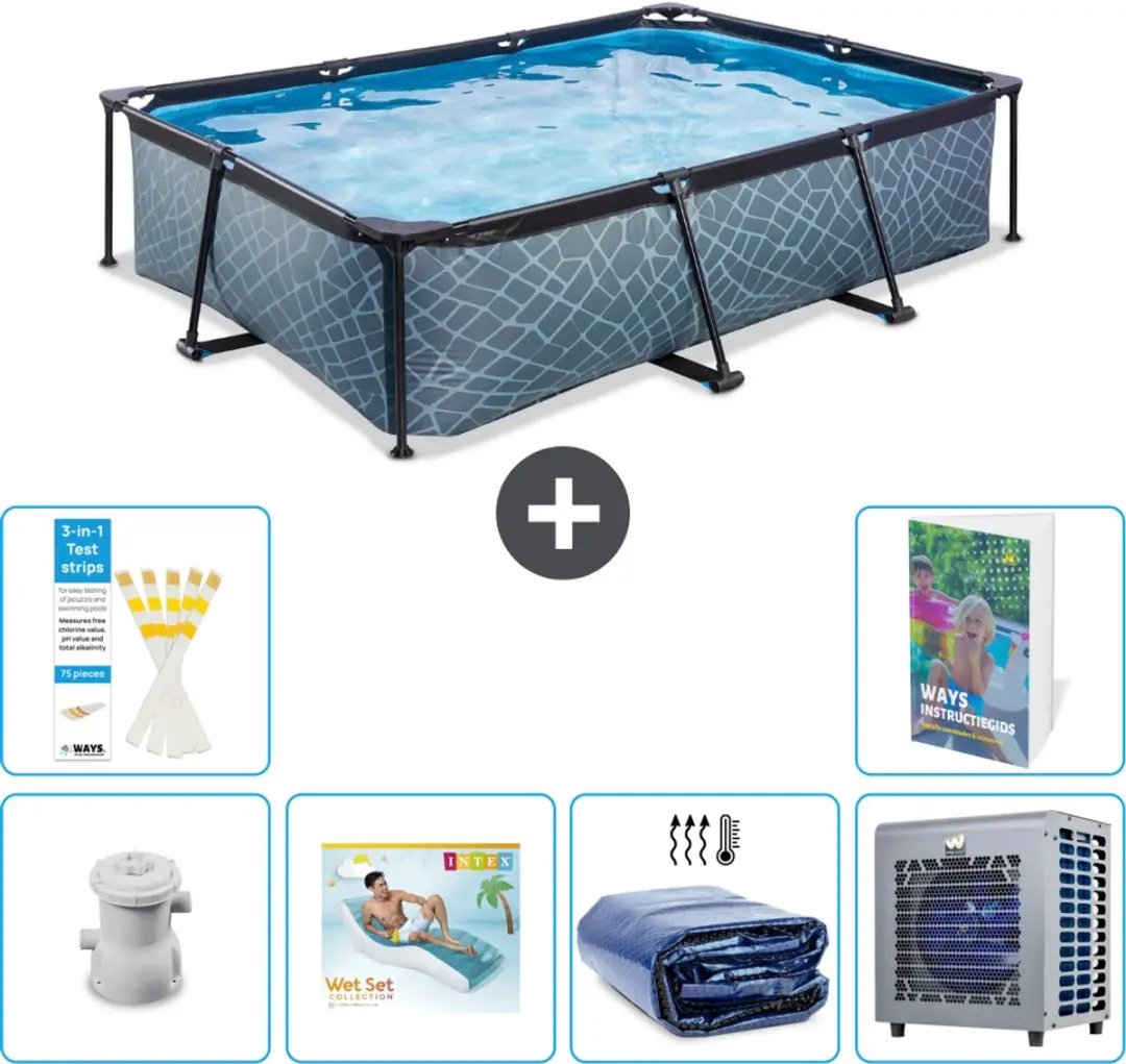 EXIT Toys Rechthoekig Stone Frame Zwembad 300x200x65cm