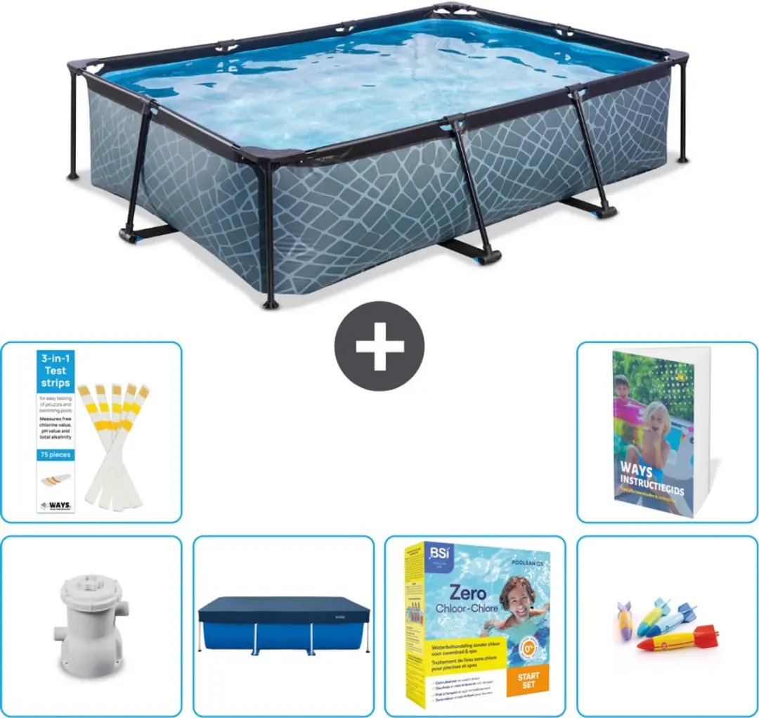 EXIT Toys Stone Frame Zwembad 300x200x65cm