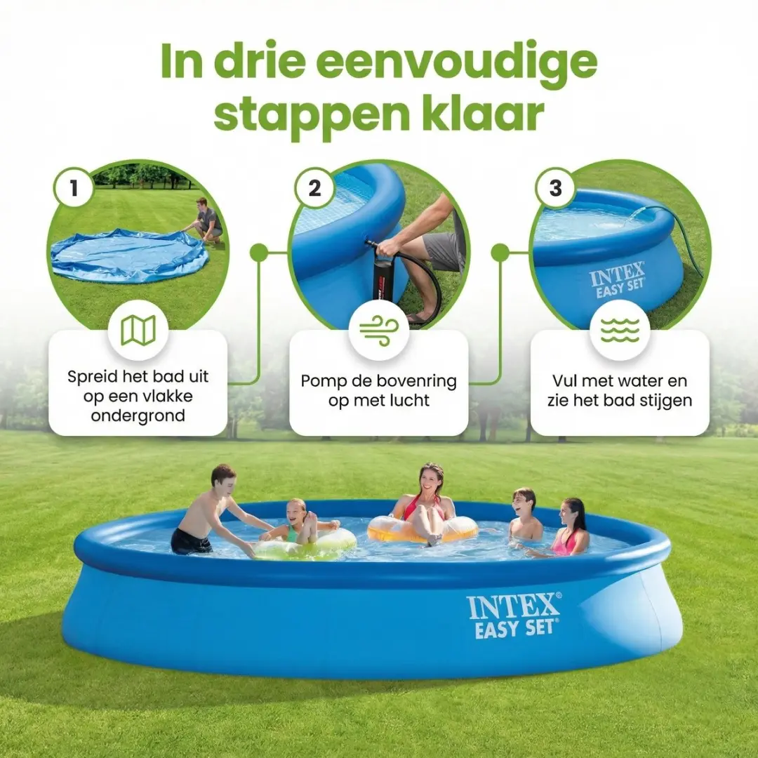 Intex Easy Set Zwembad 457cm x 84cm - Blauw - 7-delig