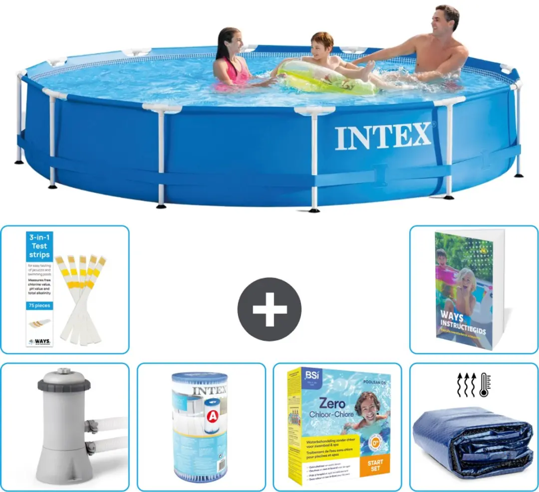Intex 28212GN-Blauw Rond Frame Zwembad 366x76cm