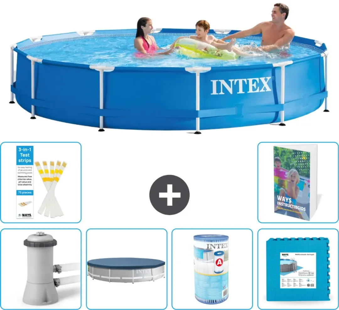 Intex 28212GN-Blauw Rond Frame Zwembad 366x76cm