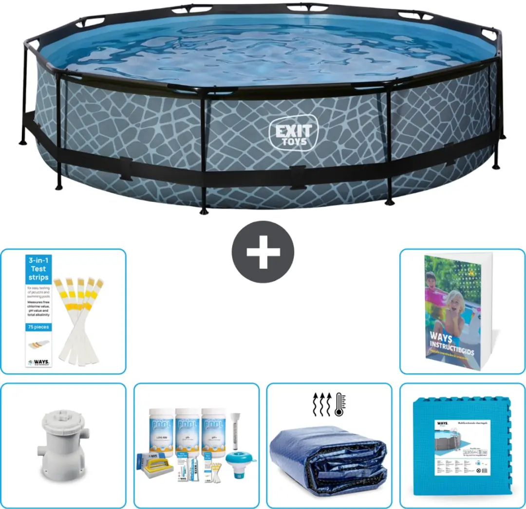 EXIT Toys Rond Stone Frame Zwembad 360x76cm
