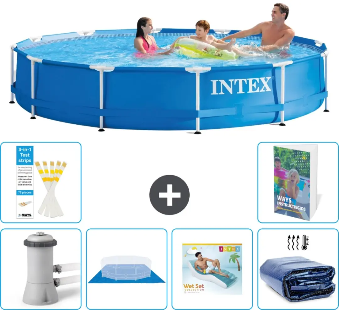 Intex 28212GN-Blauw Rond Frame Zwembad 366x76cm