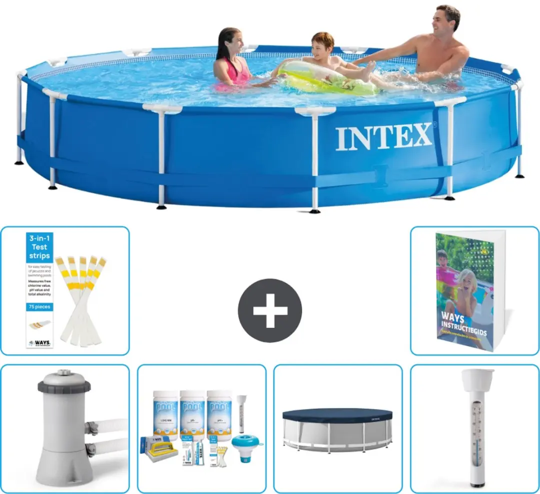 Intex 28212GN-Blauw Rond Frame Zwembad 366x76cm