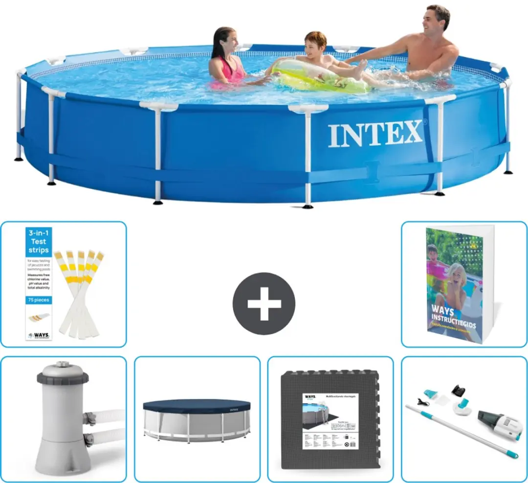 Intex 28212GN-Blauw Rond Frame Zwembad 366x76cm