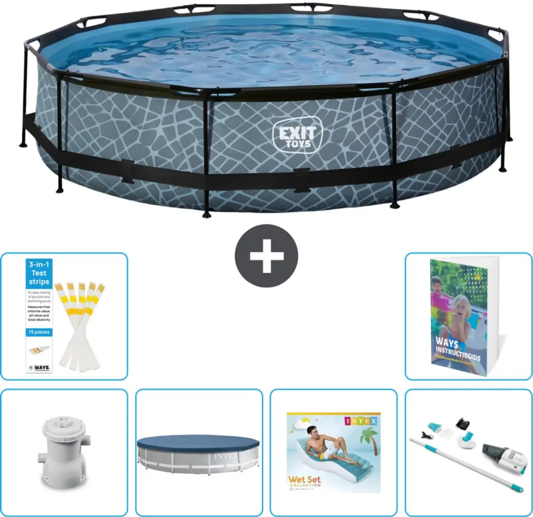 EXIT Toys Rond Stone Frame Zwembad 360x76cm