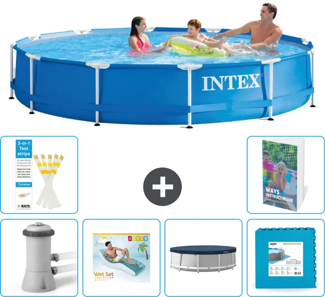Intex 28212GN-Blauw Rond Frame Zwembad 366x76cm