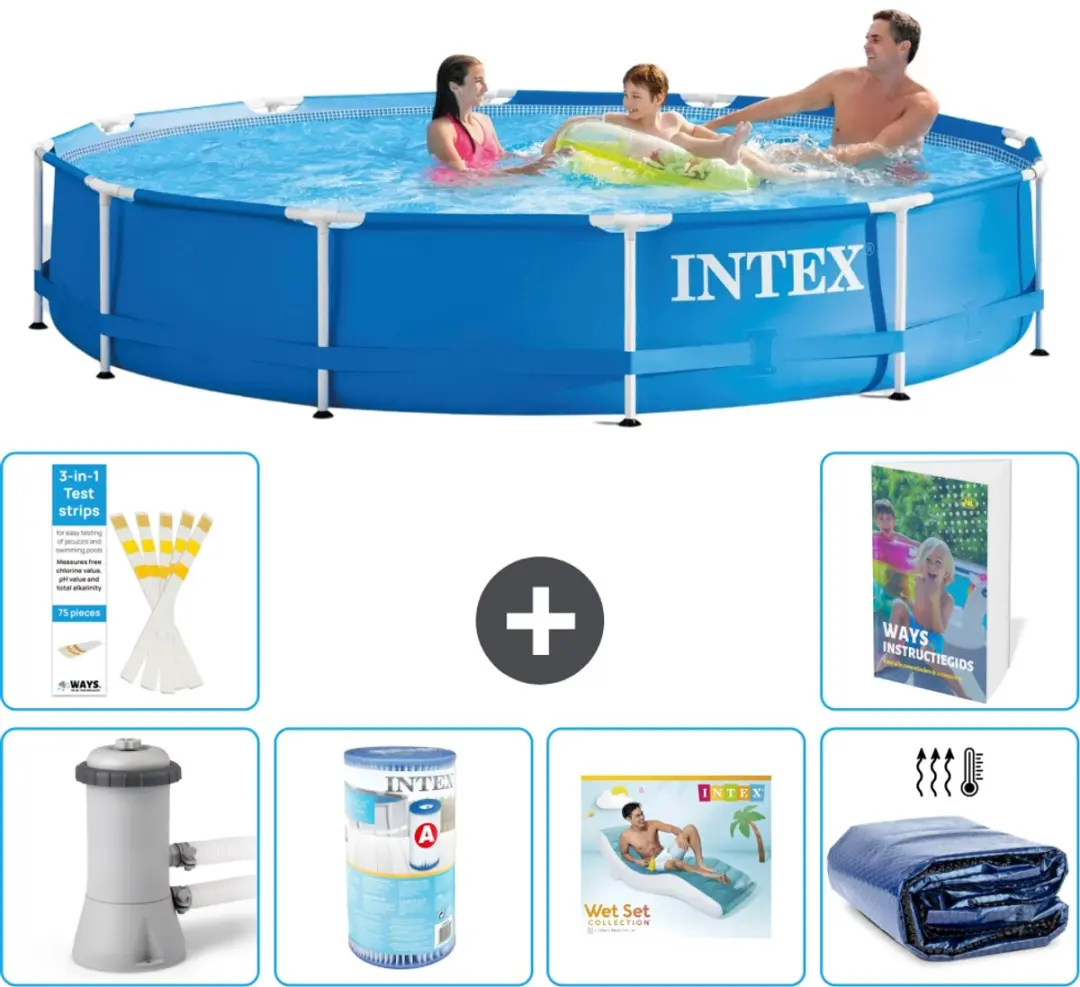 Intex 28212GN-Blauw Rond Frame Zwembad 366x76cm