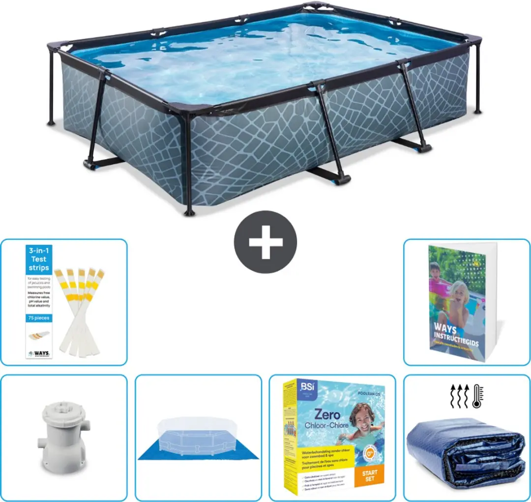 EXIT Toys Rechthoekig Stone Frame Zwembad 300x200x65cm