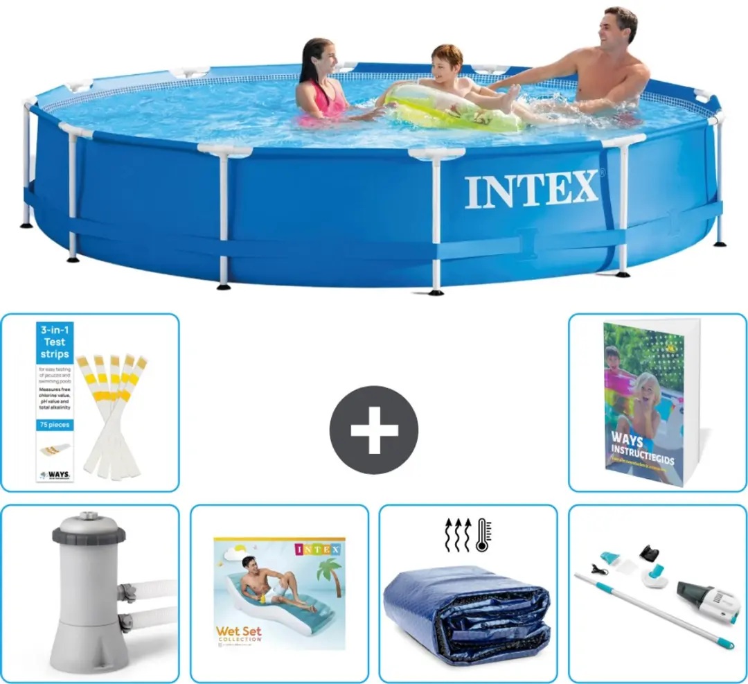 Intex 28212GN-Blauw Rond Frame Zwembad 366x76cm