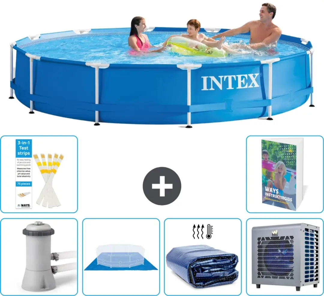 Intex 28212GN-Blauw Rond Frame Zwembad 366x76cm