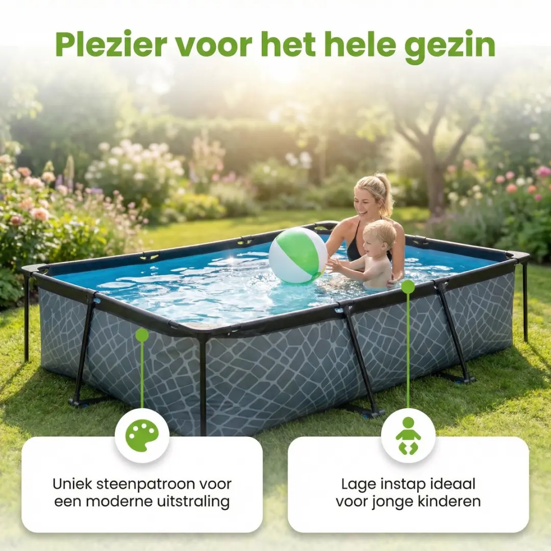 EXIT Toys Stone Frame Zwembad 300x200x65cm - Grijs