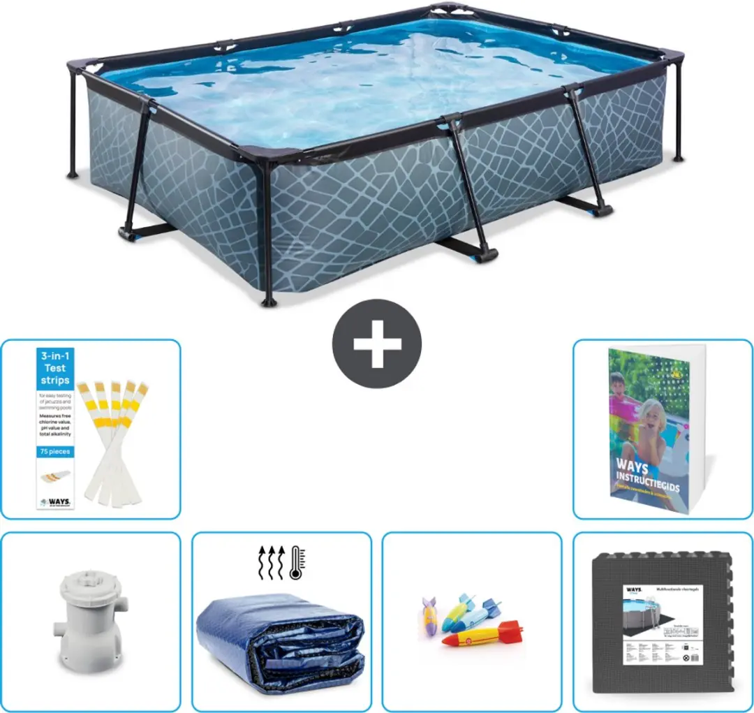 EXIT Toys Stone Frame Zwembad 300x200x65cm