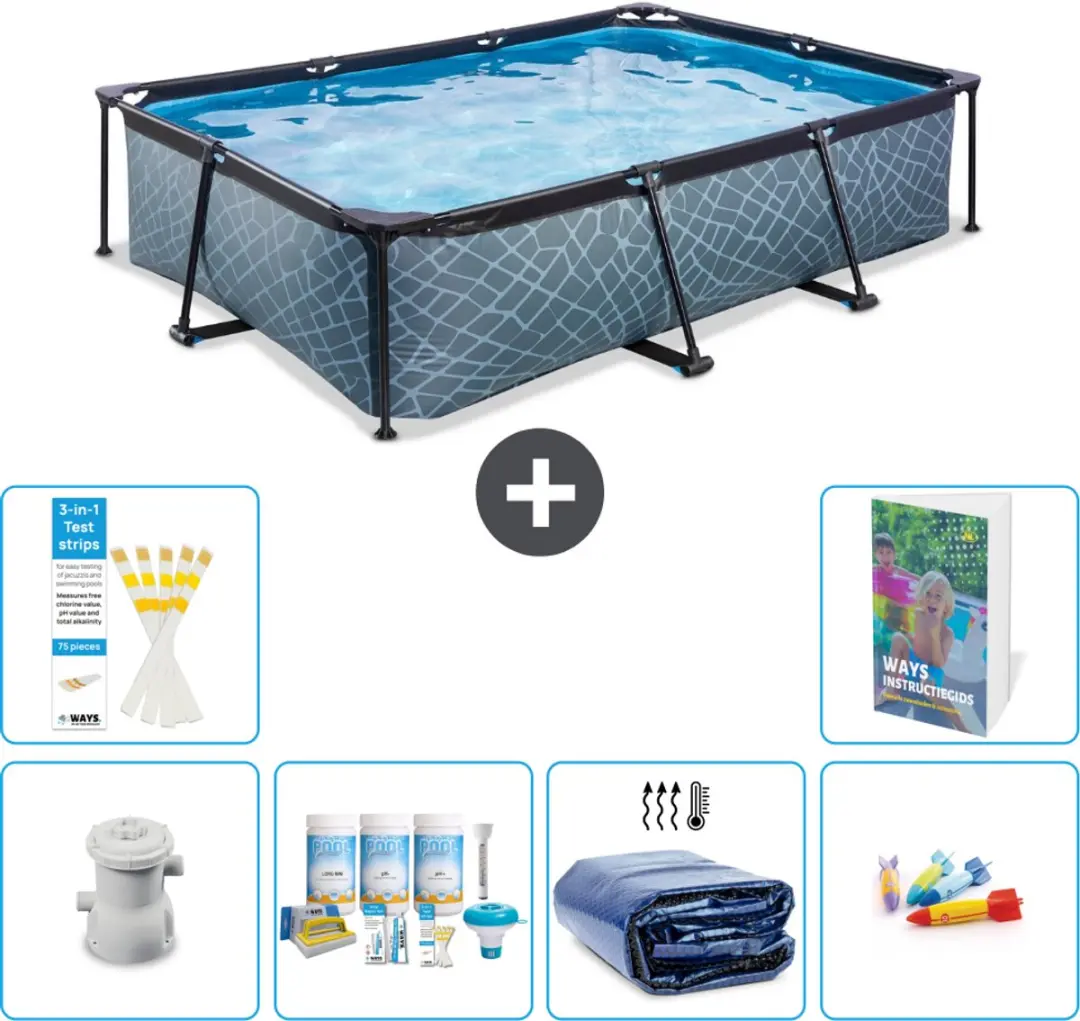 EXIT Toys Stone Frame Zwembad 300x200x65cm