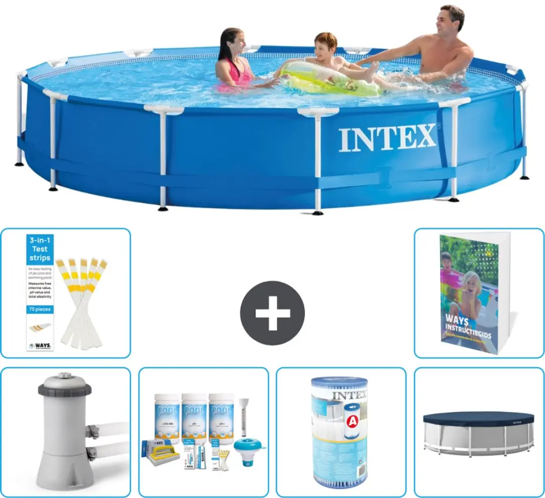 Intex 28212GN-Blauw Rond Frame Zwembad 366x76cm