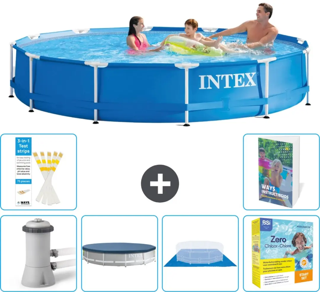 Intex 28212GN-Blauw Rond Frame Zwembad 366x76cm