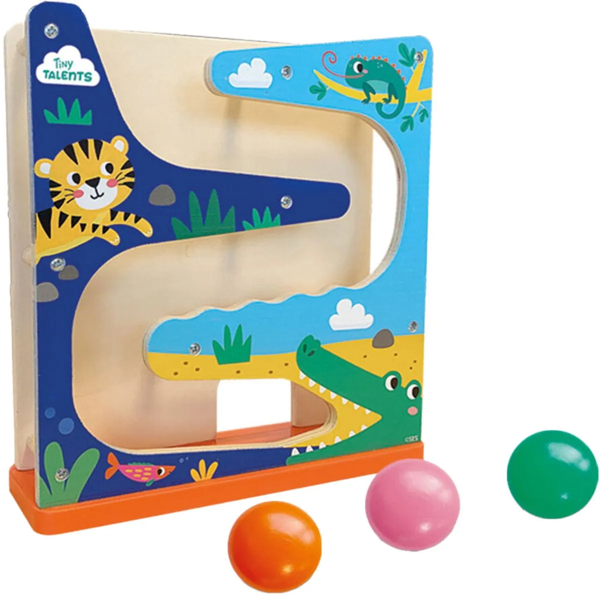SES Creative Tiny Talents Houten Ballebaan Krokodil - 3 Ballen - afbeelding 6 van 6