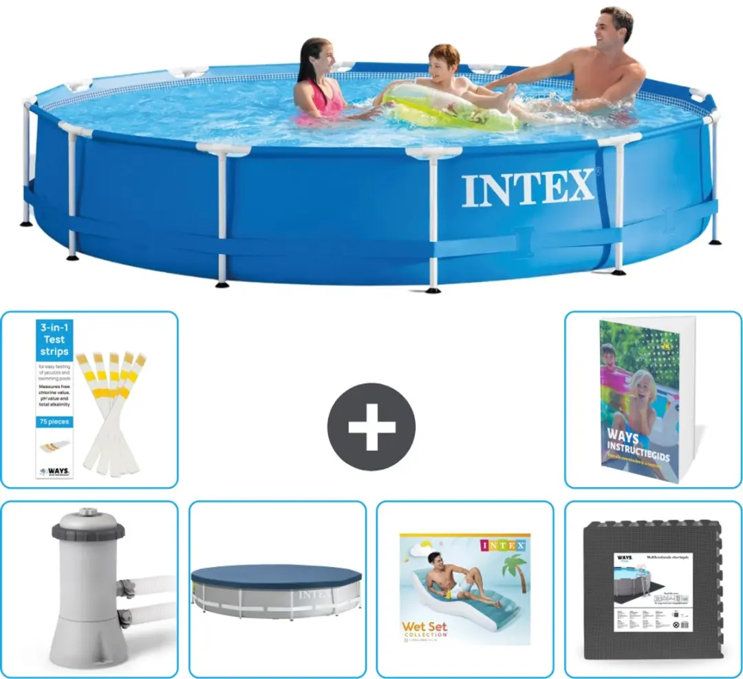 Intex 28212GN-Blauw Rond Frame Zwembad 366x76cm