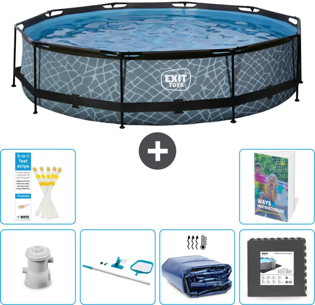 EXIT Toys Rond Stone Frame Zwembad 360x76cm