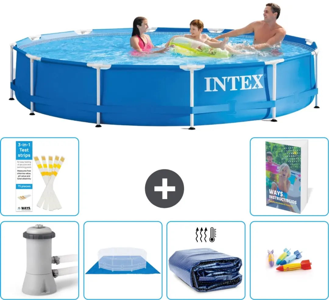 Intex 28212GN-Blauw Rond Frame Zwembad 366x76cm