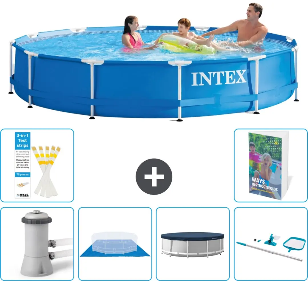 Intex 28212GN-Blauw Rond Frame Zwembad 366x76cm